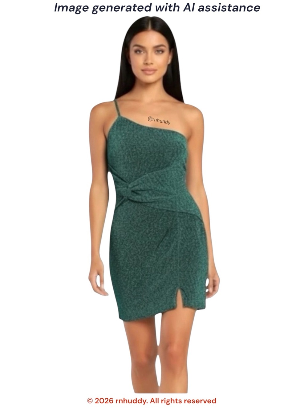 Lulus M teal metallic one shoulder dress